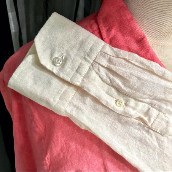 BSNY Linen ombré shirt, pink(coral)/off-white, size M - Picture 6 of 9